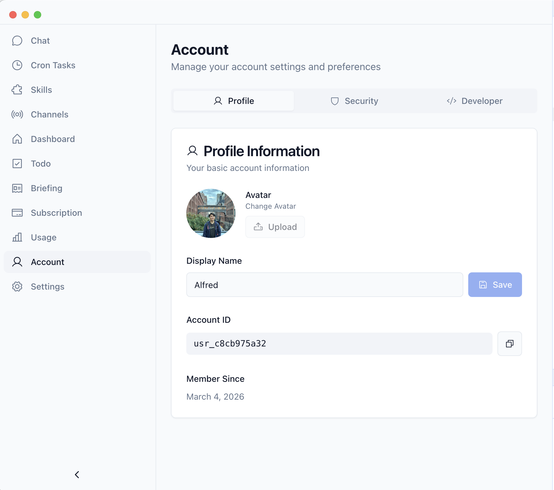 XClaw account profile and access state
